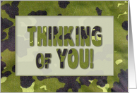 Thinking of you, Note Card, Blank Inside, Army Camouflage, Green Tones card