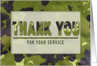 Thank You for Your Service, Army Camouflage, Green Tones card