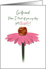 Birthday, Girlfriend, Dainty Pink Cone Flower, White Background card