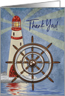 Thank You, Lighthouse with Ship’s Wheel in forefront (Helm), Blank card