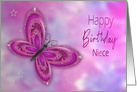 Birthday, Niece, Purple,pink Glitzy Butterfly card