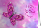 Birthday, Daughter, Purple,pink Glitzy Butterfly card