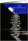 Pastor Appreciation Day, Night Moon Light Scene of Ship with Lights card