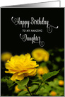 Birthday, MY DAUGHTER, Bright Yellow Full Bloom Rose,Black Background card