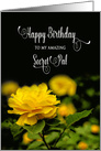 Birthday, Secet Pal, Bright Yellow Full Bloom Rose,Black Background card