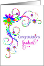 Congratulations, Graduate, Vivid Colors, Flowers, Tropical Bird card