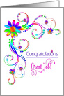Congratulations, Vivid Colors, Flowers, Tropical Bird card