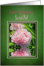 Birthday, Secret Pal, Large Garden Pink Peony Flower card