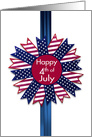4th of July, Decorated Ribbon in Red,White and Blue, Stars and Stripe card
