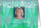 50th Birthday Invitation, Female, Photo Insert, Chandelier, Drape card