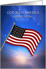 USA Patriotic, God Bless America, American Flag Flying at Twilight card