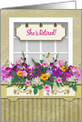 Retirement Party Inviation, For Her, Window Box With Colorful Flowers, card