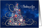 Patriotic Christmas Tree, Thinking of You, Stars/Stripes Decorations card