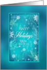 Business Christmas Happy Holidays Dreamy Blue with Snowflakes card