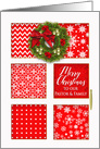 Christmas Door in Red and White with Wreath for Pastor and Family card