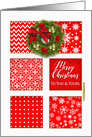 Christmas Door in Red and White Panels with Wreath To You and Yours card