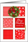 Christmas Door in Red and White Panels with Wreath for Secret Pal card