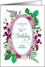 Sweet 16th Birthday Invitation, Girl, Flowers Around Oval, Personalize card