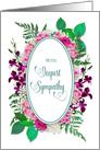 Sympathy, Beautiful Pink and Purple Garden Flowers Around Oval card