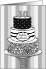 30th Birthday Party Invitation, 3 Tier Cake in Black, Gray and White card