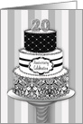 20th Wedding Anniversary Invitation, 3 Tier Cake Black, Gray and White card