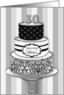 30th Wedding Anniversary Invitation, 3 Tier Cake Black, Gray and White card