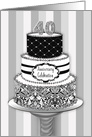 40th Wedding Anniversary Invitation, 3 Tier Cake Black, Gray and White card