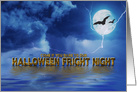 Halloween Fright Night Party Invitation, Stormy Night with Bats & Moon card