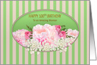 Birthday,100th,Feminine, Delicate Peonies & Roses, Soft Pinks card
