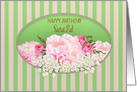 Birthday, Secret Pal, Feminine, Delicate Peonies & Roses, Soft Pinks card