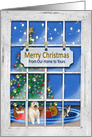 Christmas, From Our Home to Yours, View of Home Through Old Window card
