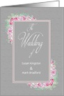 Wedding Invittion, Gray with Corner of Pink Flowers, Insert Names card