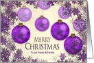 Christmas, Pastor & Family, Purple Ornaments, Snow Flakes’ Frame card