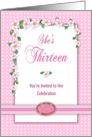Sweet13th Birthday Invitation, Pink Flowers & Polka Dots card