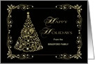 Christmas, Happy Holidays, Name Insert, Ornate Faux Gold Tree card