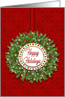 Christmas, Business, Pine Branches Wreath, Faux Jewels card