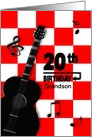 20th Birthday, Insert Name, Acoustic Guitar on Red & White card