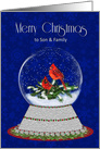 Christmas Red Cardinal Snow Globe,Son & Family card