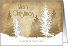 Christmas, Nature is God’s Art, Beige and White Trees Snow Scene card