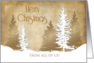 Christmas,From All of Us, Beige and White Trees Snow Scene card