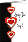 Valentine’s Day, Loving You is Easy, Fancy Hearts card