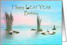 Leap Year Birthday, Lily Pond and Frogs, Twilight card