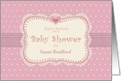 Bby Shower Invitation, Pink with Polka Dots, Hearts, Name Insert, Girl card