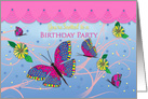 Birthday Party, Invitation, Sweet with Butterflies and Flowers card