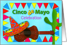 Cinco de Mayo Celebration Invitation, Sombrero, Guitar, Festive Colors card