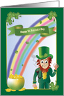 St. Patrick’s Day, Rainbow Leading to Pot of Gold, Leperchaun, card