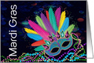 Mardi Gras, Colorful Mask and Beads Isolated on Black card