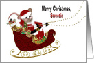 Santa Mouse Christmas, Sweetie, Fat Mouse Driving Sleigh with Toys card