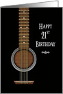 Birthday, 21st, Black Acoustic Guitar card