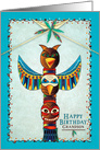 Birthday, Grandson, American Indian Pole, Feathers, and Arrows card